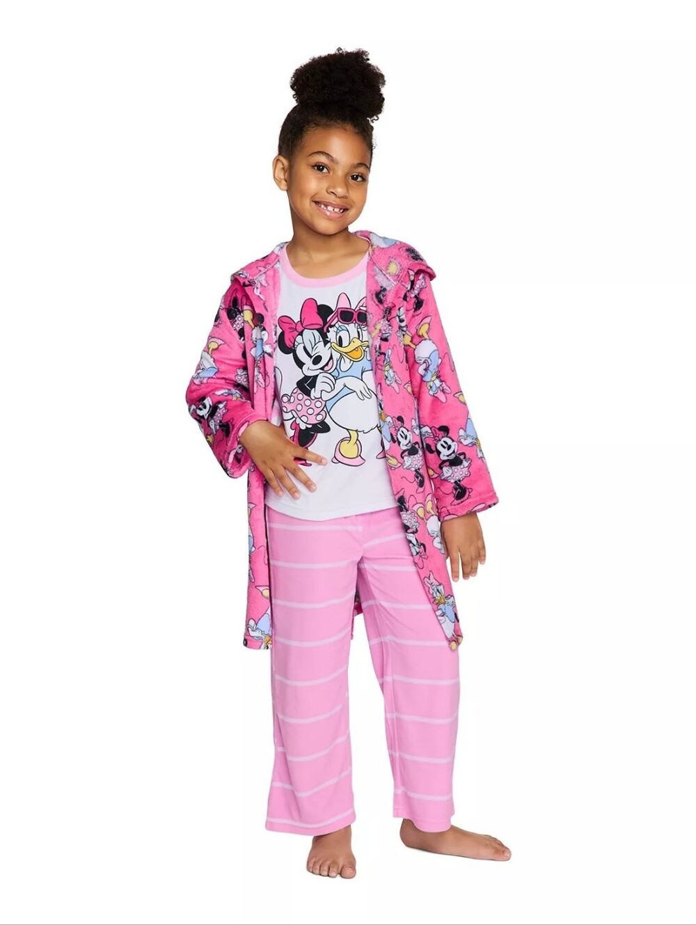 Disney Pink and White Minnie & Daisy  Pajama Set With Warm Robe